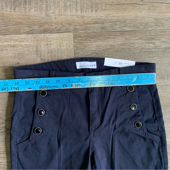 NWT Loft Sailor skinny legging Pants Cotton Blend Double Buttons Blue Size 0 - Picture 2 of 7